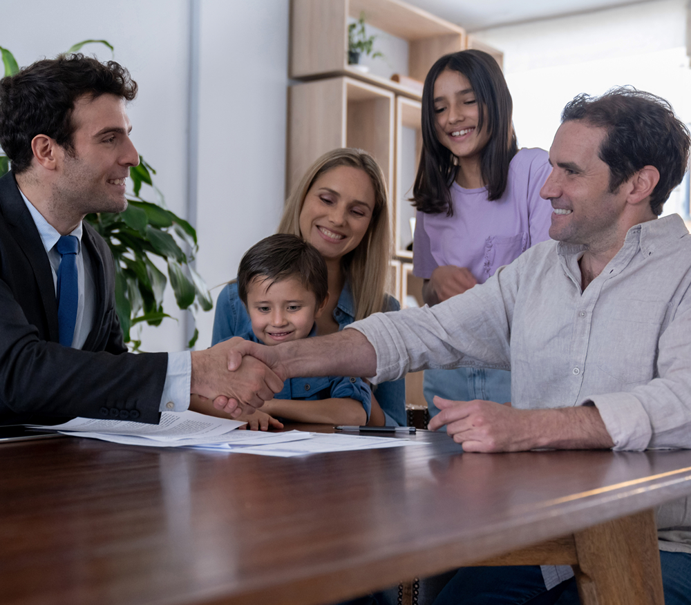 Family meeting with business professional